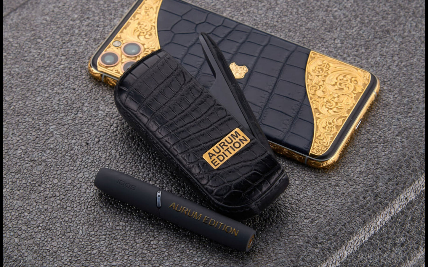 Luxus iPhone Aurum – Exklusiver IQOS (Alligatorleder + 24K Gold Plate) mit 24K Gold – TechnoLoot