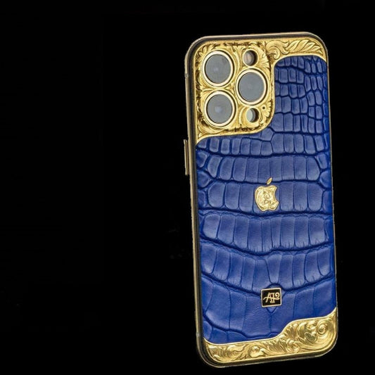 Luxus iPhone Blue Chic – iPhone 17 Pro Max mit 24K Gold – TechnoLoot