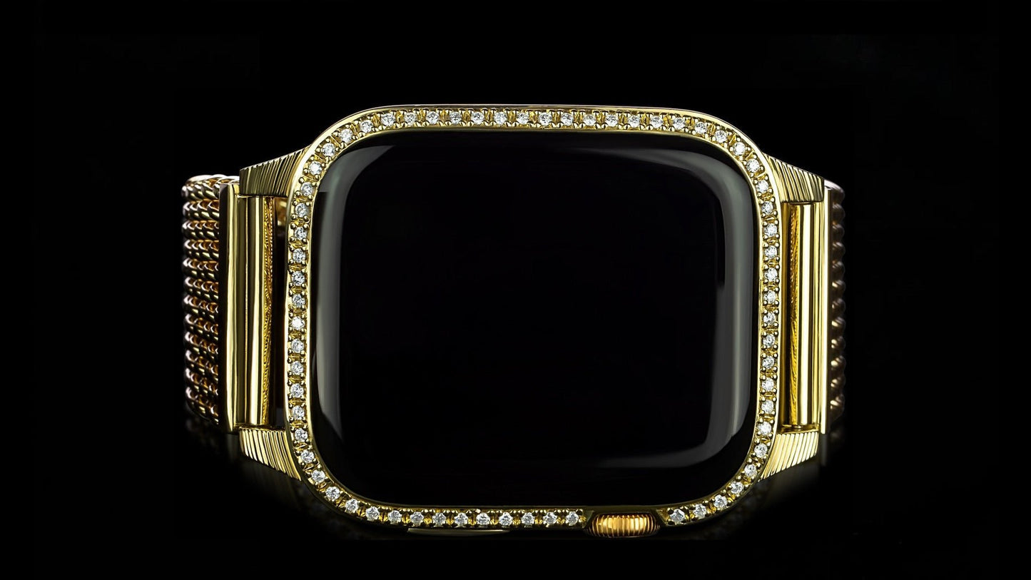 Luxus iPhone Golden Emperor – Apple Watch 10 (Sapphire Line) mit 24K Gold – TechnoLoot