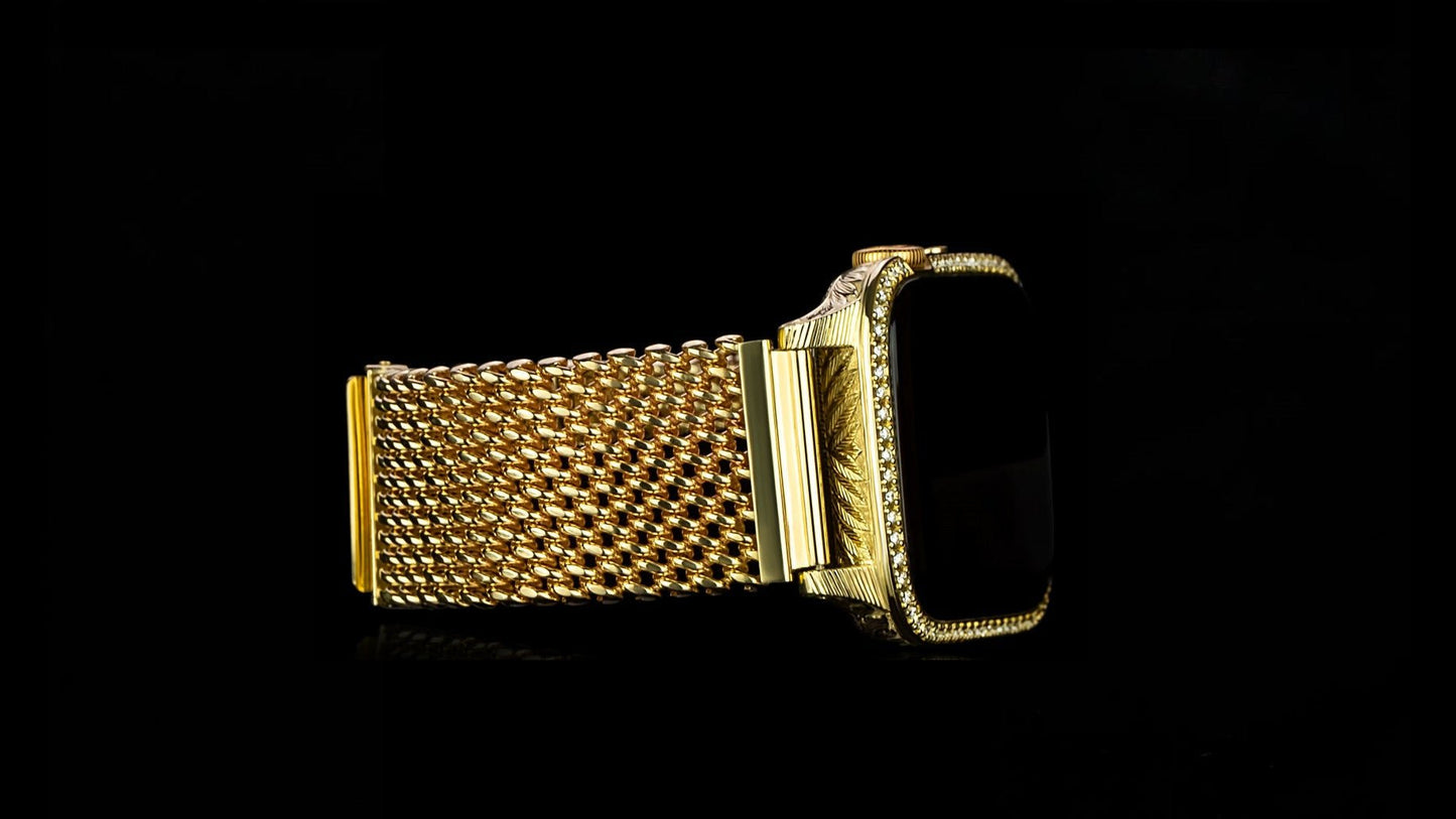 Luxus iPhone Golden Emperor – Apple Watch 10 (Sapphire Line) mit 24K Gold – TechnoLoot