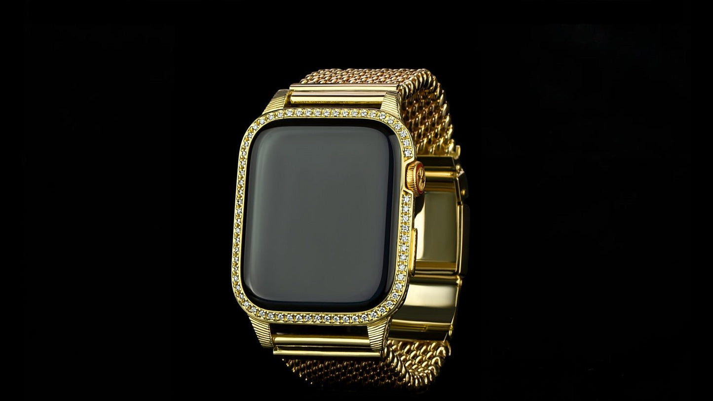 Luxus iPhone Golden Emperor – Apple Watch 10 (Sapphire Line) mit 24K Gold – TechnoLoot